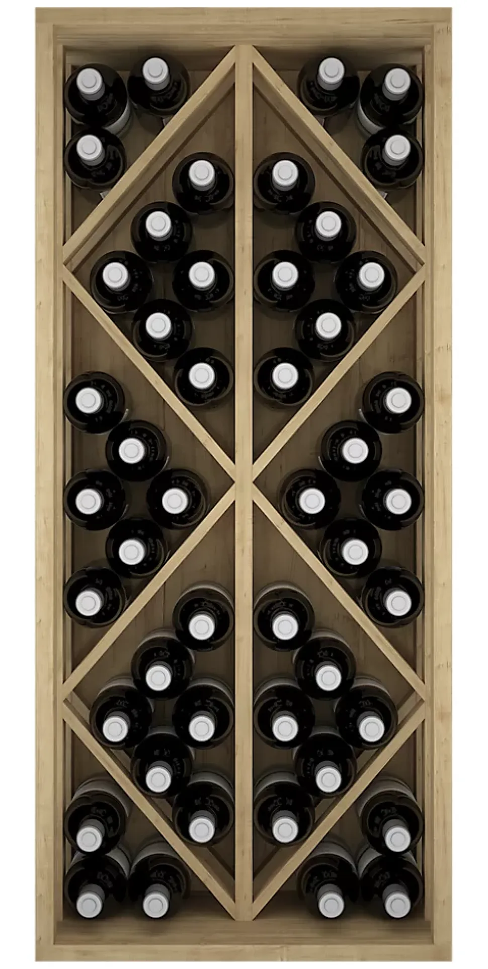 Meuble Range Bouteille de vin Série Godello en Pin Clair 49 bouteilles diamant