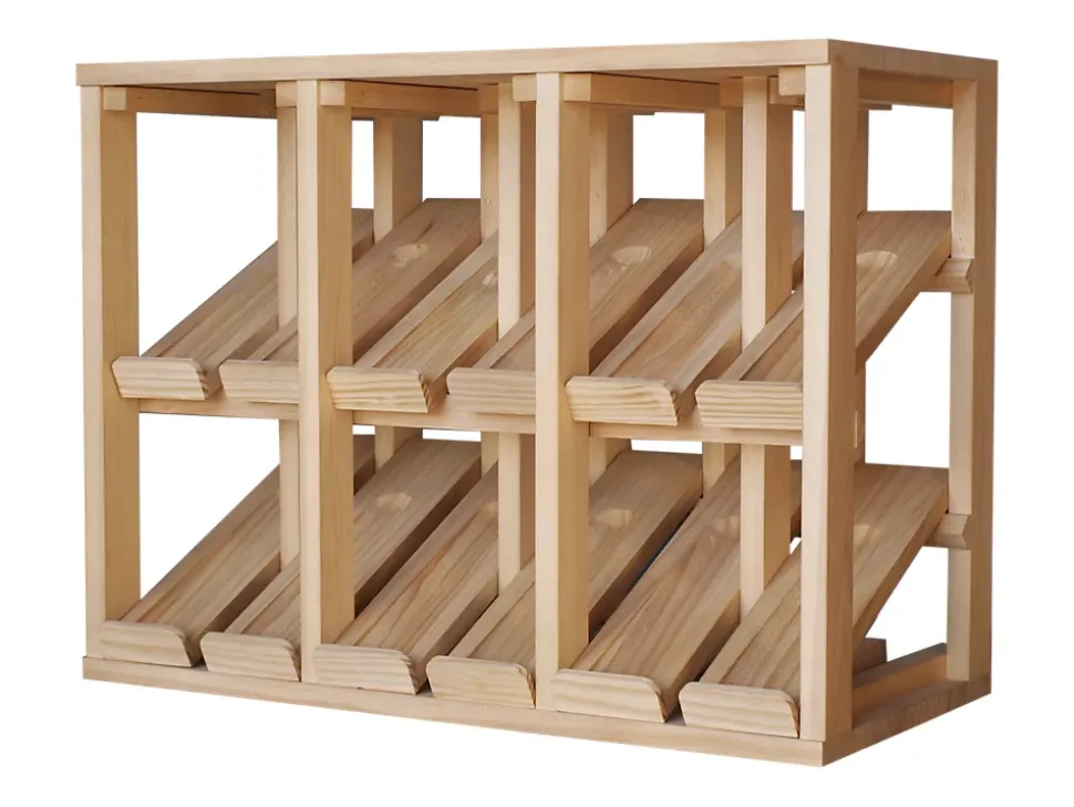 Meuble Range Bouteille de vin Série Godello en Pin Clair double présentoir 12 bouteilles