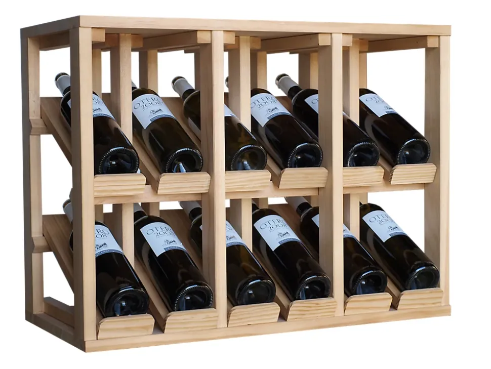 Meuble Range Bouteille de vin Série Godello en Pin Clair double présentoir 12 bouteilles