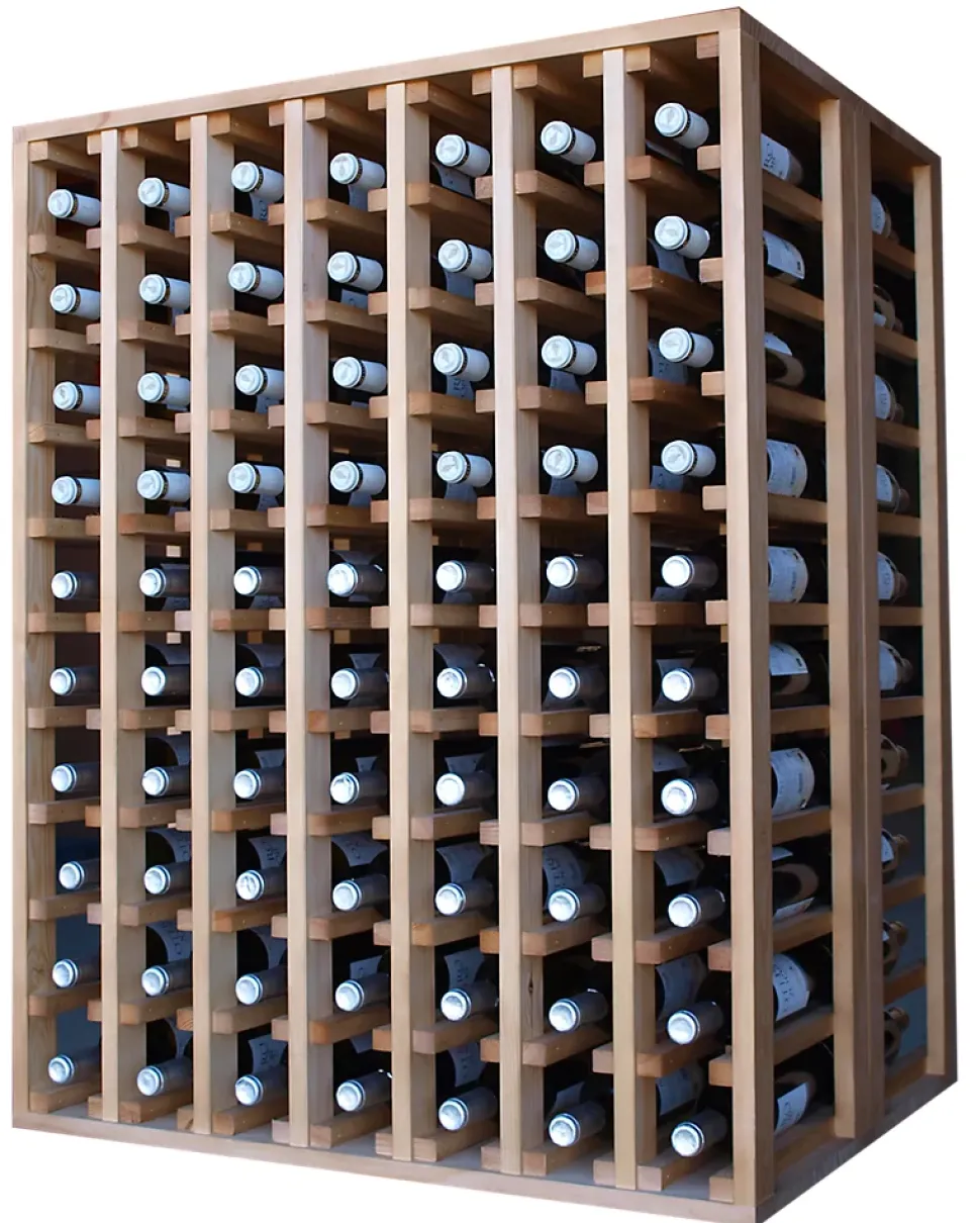 Meuble Range Bouteille de vin Série Godello double en Pin Clair 140 bouteilles