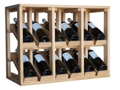 Meuble Range Bouteille de vin Série Godello en Chêne massif présentoir 6 bouteilles avec LED