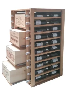 Meuble Range Bouteille de vin double Série Godello en Pin Clair 40 bouteilles avec 8 caisses de bois
