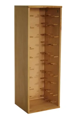 Meuble Range Bouteille de vin Série Godello en Chêne massif 30 bouteilles étiquettes devant