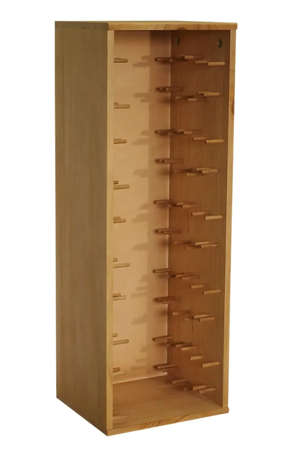 Meuble Range Bouteille de vin Série Godello en Pin Clair 30 bouteilles étiquettes devant