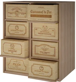 Meuble Range Bouteille de vin Série Godello en Chêne massif 8 caisses de bois