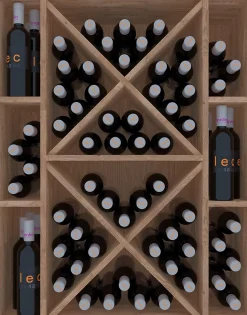 Meuble Range Bouteille de vin Série Godello en Pin Clair 75 bouteilles diamant et 6 cubicules