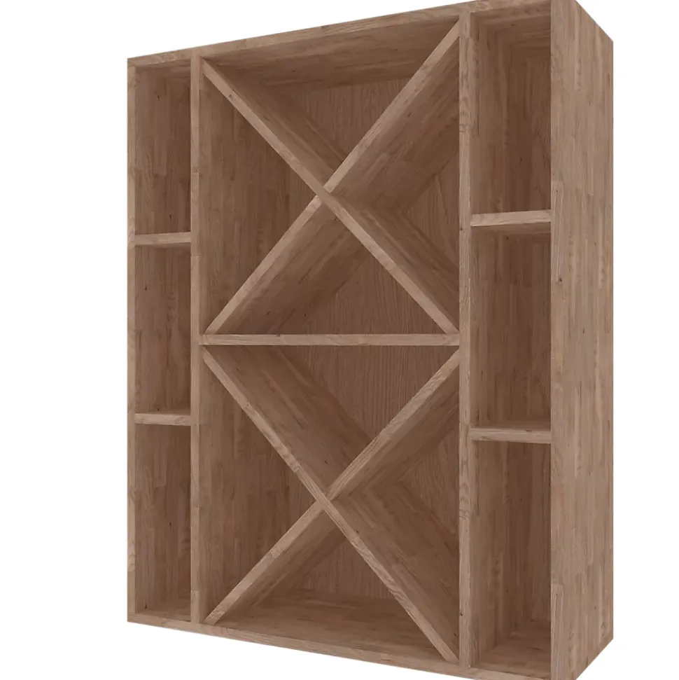 Meuble Range Bouteille de vin Série Godello en Pin Clair 75 bouteilles diamant et 6 cubicules