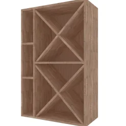 Meuble Range Bouteille de vin Série Godello en Pin Clair 60 bouteilles diamant et 3 cubicules gauche