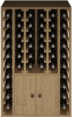 Meuble Range Bouteille de vin Série Godello en Pin Clair 44 bouteilles avec cabinet inférieur