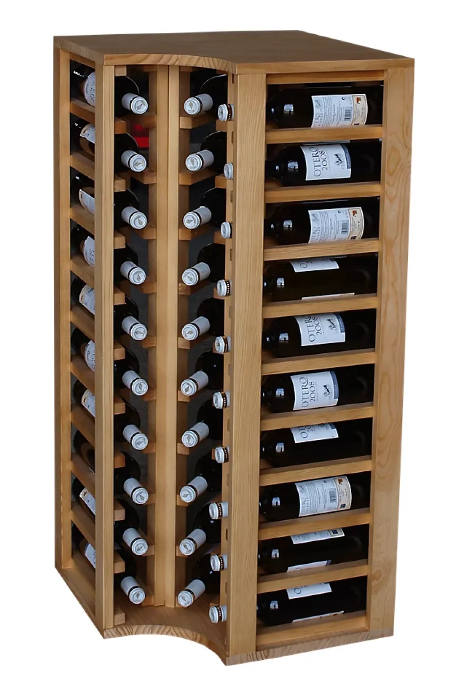 Meuble Range Bouteille de vin Série Godello en Pin Clair coin 30 bouteilles