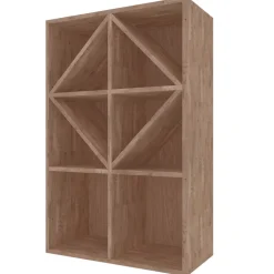 Meuble Range Bouteille de vin Série Godello en Chêne massif armoire cubes et diamant
