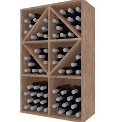 Meuble Range Bouteille de vin Série Godello en Chêne massif armoire cubes et diamant