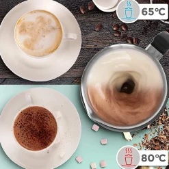 MF500 BK Mousseur à lait électrique 550W Mousse chaude ou froide Lait chaud Pot en inox Capacité 500 ml Café latte Duronic