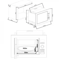 Micro ondes grill encastrable CONTINENTAL EDISON CEMO25GINE Noir Inox L59,5 x H38,8 x P40,1 cm 25L