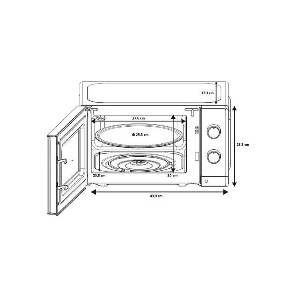 Micro-ondes - OCEANIC - OCEAMO20B12 - 20L - noir - Monofonction