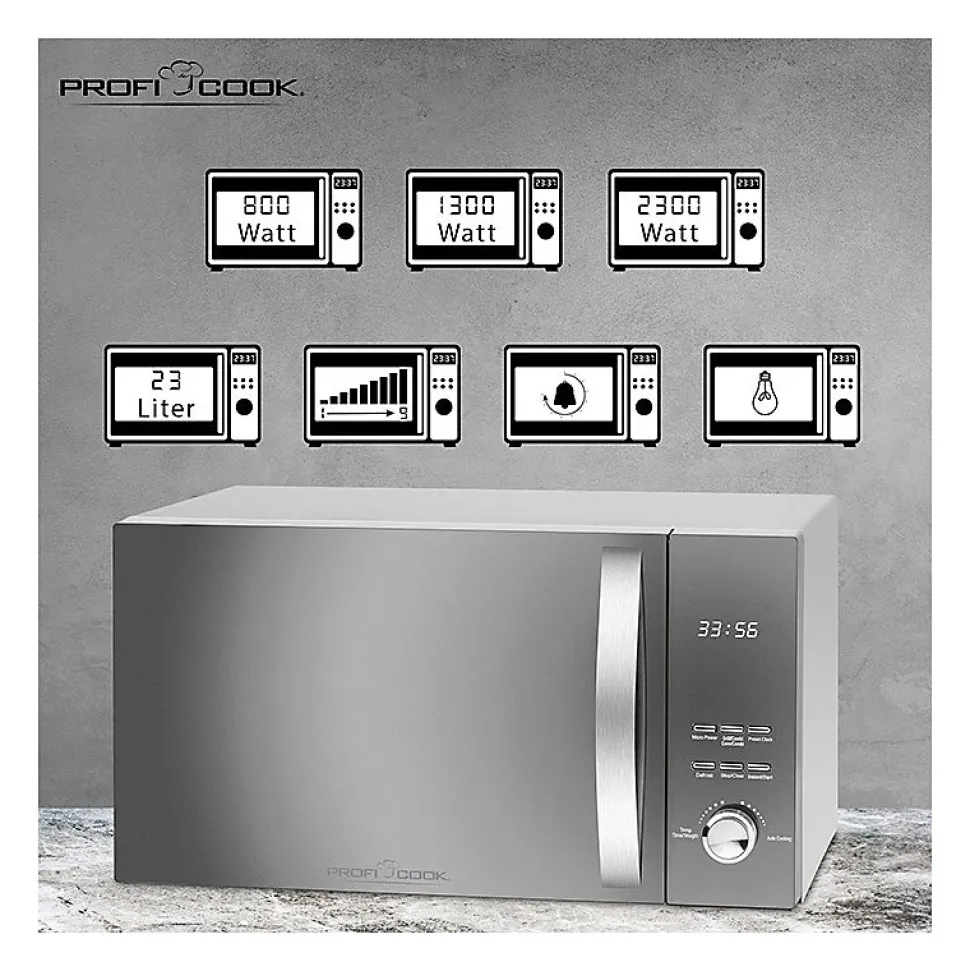 Micro-ondes avec gril et convection 3en1 23L 2300W Proficook PC-MWG 1176H Silver
