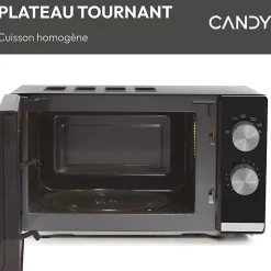 Micro-ondes CANDY Moderna CMW20TNMB 700 W 20L Noir - Fonction Décongélation - Plateau Tournant en Verre - 6 Niveaux de Puissance