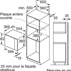 Micro-ondes encastrable - BOSCH Série 6 - BFL554MS0 - Noir / Inox - 59,4 x 38,8 x 38,3 cm