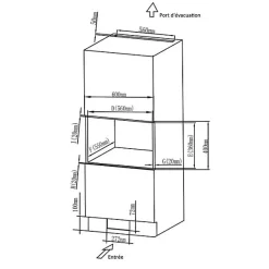 Micro-ondes encastrable - CONTINENTAL EDISON - CEMO20EBM2 - 1280 W - L59,5xH38,5xP35,3 cm - 20L - Noir
