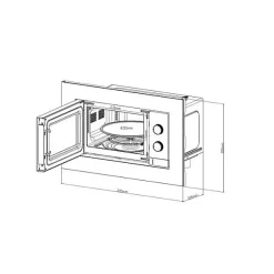Micro-ondes encastrable - CONTINENTAL EDISON - CEMO20EBM2 - 1280 W - L59,5xH38,5xP35,3 cm - 20L - Noir