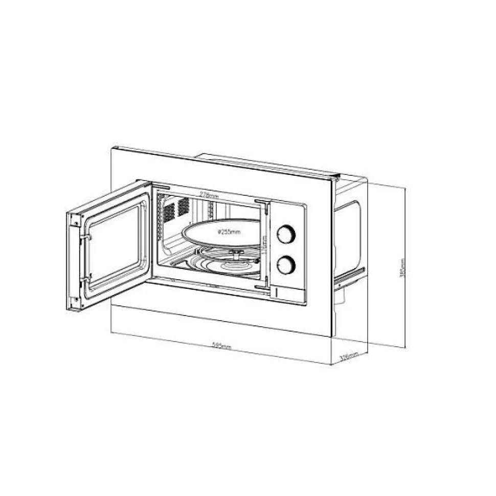 Micro-ondes encastrable - CONTINENTAL EDISON - CEMO20EBM2 - 1280 W - L59,5xH38,5xP35,3 cm - 20L - Noir