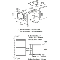 Micro-ondes gril encastrable 20l 900w inox Glem GMI203IX-1