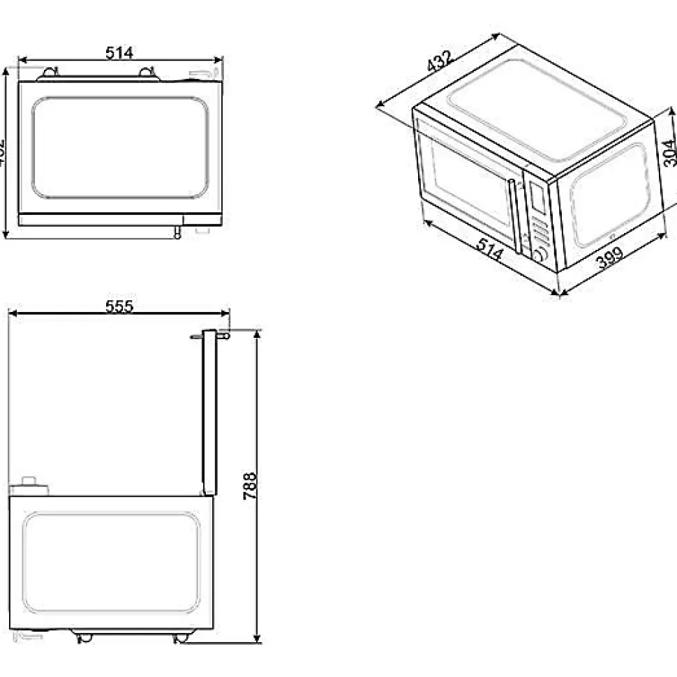 Micro-ondes grill Smeg MOE25X - 25 L - 900 W - Acier inoxydable