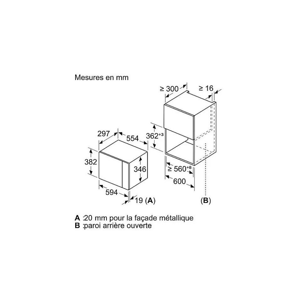 Micro-ondes Pose libre BOSCH BFL520MS0 - Monofonction - Inox - 20 L - 800 W