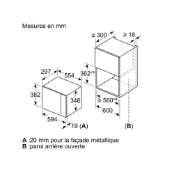 Micro-ondes solo 20l 800w encastrable noir Bosch BFL520MB0