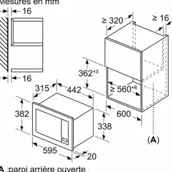 Micro-ondes solo 20l 800w encastrable noir Bosch BFL623MB3 série 2