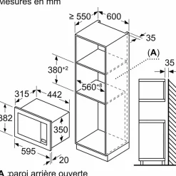 Micro-ondes solo 20l 800w encastrable noir Bosch BFL623MB3 série 2