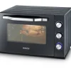 Mini Four Electrique Four posable XXL a chaleur tournante SEVERIN - 60 L - 2 200 W - Tournebroche et pierre a pizza - Noir/Inox