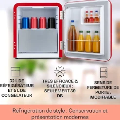 Mini Frigo et Congélateur de Chambre 32L - Silencieux et Compact - Etagères Réglables