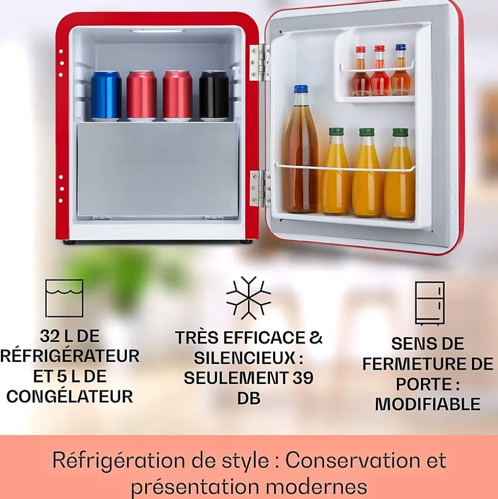 Mini Frigo et Congélateur de Chambre 32L - Silencieux et Compact - Etagères Réglables