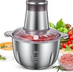 Mini Hachoir à Viande électrique 2.5L avec 4 Lames en Inox 350W gris