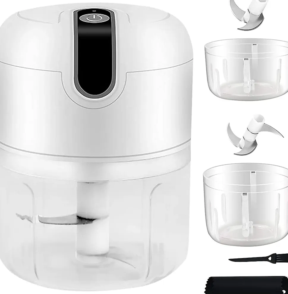 Mini Hachoir a viande Électrique 250ML & 100ML avec accessoires blanc