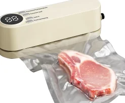 Mini machine à emballer sous vide portable beige, batterie