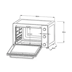 Minifour électrique -Convection naturelle CONTINENTAL EDISON - CEMF60B3 - Noir - L60 x H39 x P 48 cm