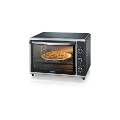 Mini-Four NOIRINOX 1800 W - Capacité de 42L - Chaleur Tournante - Pierre à Pizza SEVERIN