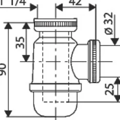 Mini-siphon de lavabo - 1'1/4 - Diamètre 32 mm - Valentin