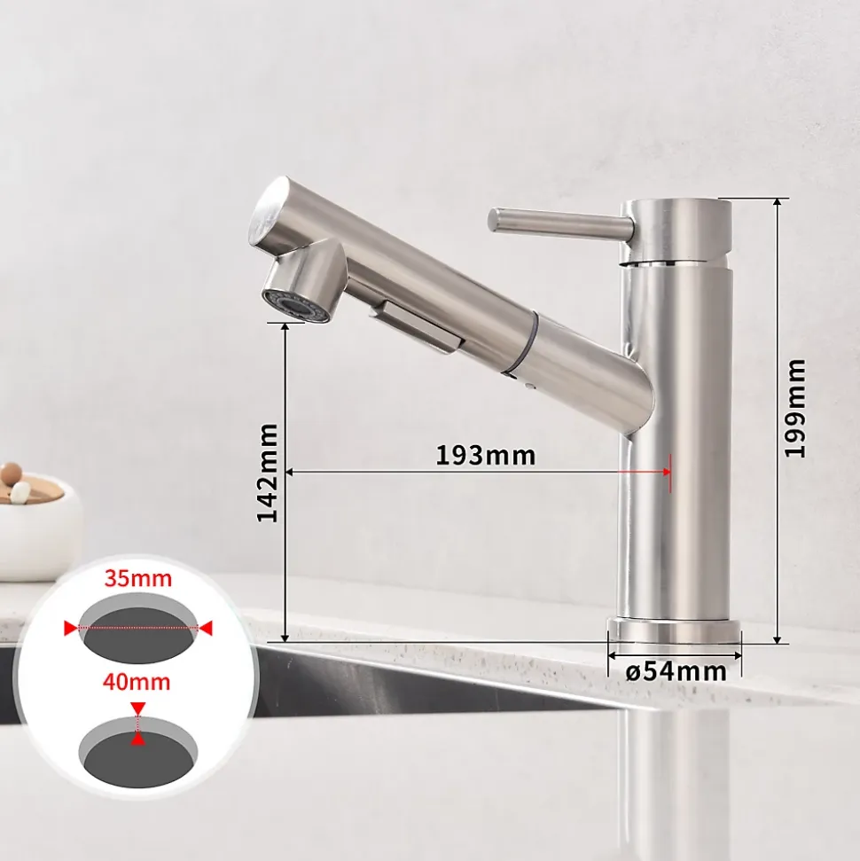 Mitigeur Cuisine avec 2 Modes de Jet Robinet Cuisine avec Douchette Extractible Mitigeur Evier en Inox Brosse Eau Chaude et Froide