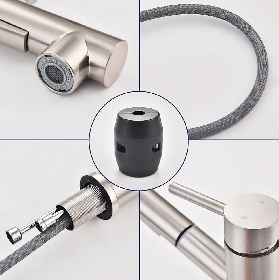 Mitigeur Cuisine avec 2 Modes de Jet Robinet Cuisine avec Douchette Extractible Mitigeur Evier en Inox Brosse Eau Chaude et Froide