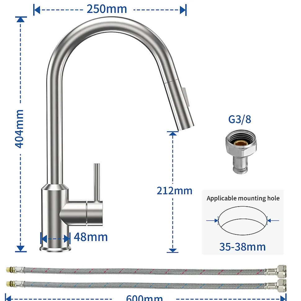 Mitigeur Cuisine avec Douchette, CECIPA MAX Robinet Cuisine Extractible avec 2 Modes de Pulvérisation Brossé