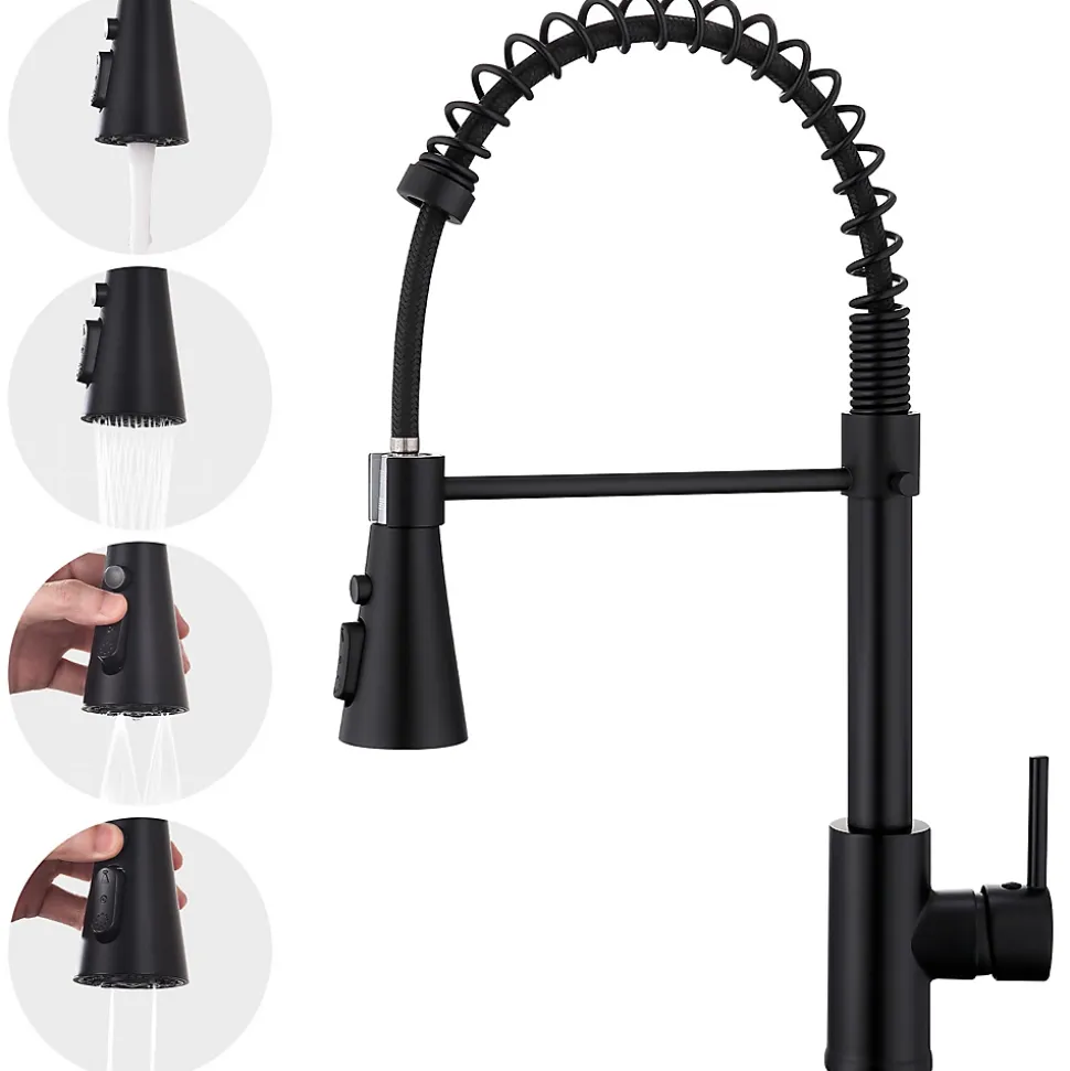 Mitigeur cuisine avec douchette Robinet Cuisine 2 Jets Robinetterie de cuisine Rotation 360 degrés Robinet d'Evier en Laiton