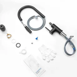 Mitigeur Cuisine avec Douchette Noir, CECIPA MAX Robinet Cuisine Extractible avec 2 Modes de Pulvérisation Brossé