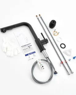 Mitigeur Cuisine avec Douchette Noir, CECIPA MAX Robinet Cuisine avec Extensible, Melangeur avec Deux Types Jet d'eau