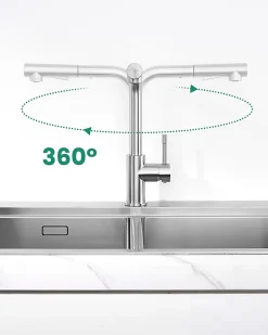 Mitigeur Cuisine avec Douchette, CECIPA MAX Robinet Cuisine avec Extensible, Melangeur avec Deux Types Jet d'eau