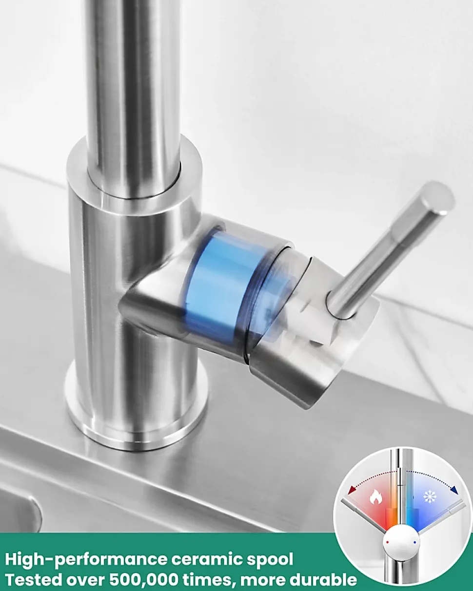 Mitigeur Cuisine avec Douchette, CECIPA MAX Robinet Cuisine avec Extensible, Melangeur avec Deux Types Jet d'eau