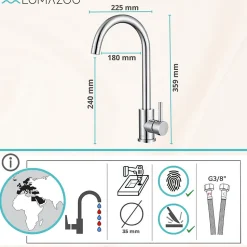 Mitigeur Cuisine Chromé LOMAZOO Apollo