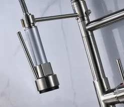 Mitigeur Cuisine Masterchef LED, Inox Brossé, Douchette, Ressort